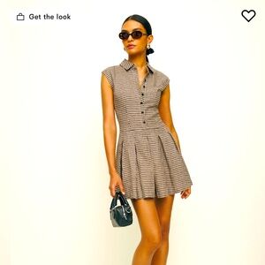 Reformation Arella Linen Chic Brown Checkered Dress